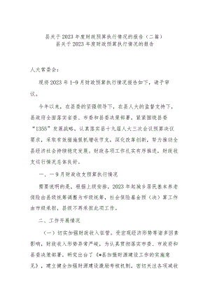 县关于2023年度财政预算执行情况的报告(二篇).docx