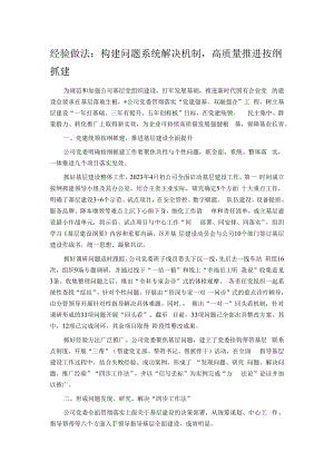 经验做法：构建问题系统解决机制高质量推进按纲抓建.docx
