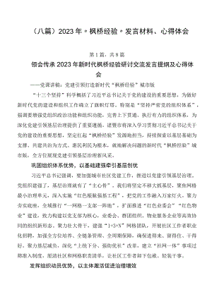 （八篇）2023年“枫桥经验”发言材料、心得体会.docx