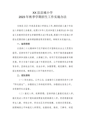 XX县县城小学2023年秋季学期招生工作实施办法.docx