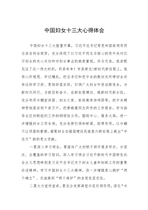 中国妇女十三大精神心得体会26篇.docx