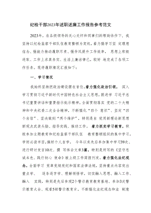 纪检干部2023年述职述廉工作报告参考范文.docx