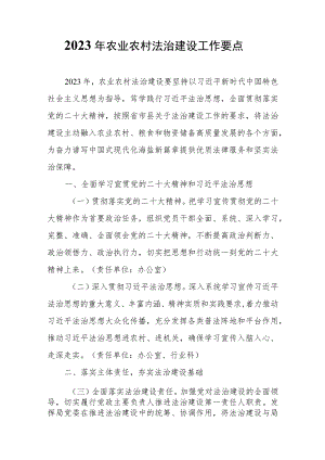 2023年农业农村法治建设工作要点.docx