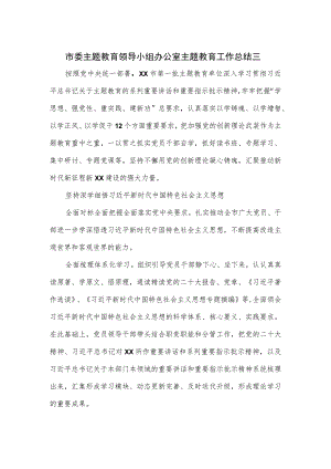 市委主题教育领导小组办公室主题教育工作总结三.docx