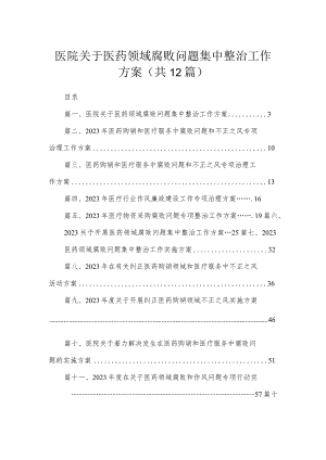 2023医院关于医药领域腐败问题集中整治工作方案【12篇】.docx