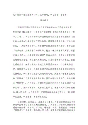 某乡政府干部主题教育心得：以学铸魂学习为首、学出忠诚与担当.docx