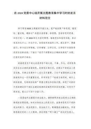 在2024党委中心组开展主题教育集中学习时的发言材料范文.docx