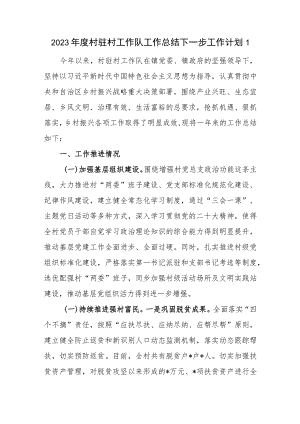 2023年度村驻村工作队工作总结下一步工作计划.docx