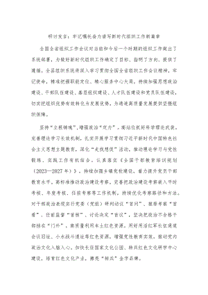 研讨发言：牢记嘱托 奋力谱写新时代组织工作新篇章.docx