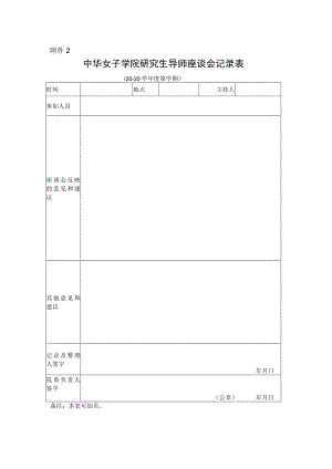 中华女子学院研究生座谈会记录表.docx