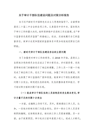 关于审计干部队伍建设问题及对策分析报告范文.docx