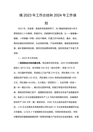 镇2023年工作总结和2024年工作谋划 .docx