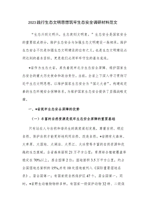 2023践行生态文明思想筑牢生态安全调研材料范文.docx