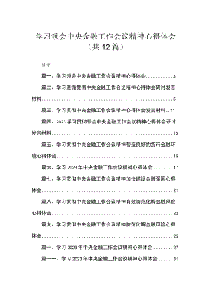 (12篇)学习领会中央金融工作会议精神心得体会参考范文.docx
