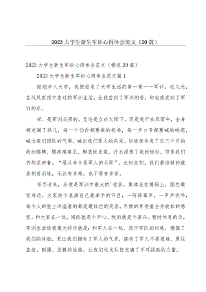 2023大学生新生军训心得体会范文（20篇）.docx