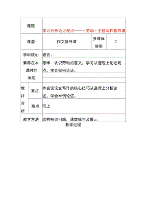 学习分析论证观点——“劳动”主题写作指导课题教案.docx