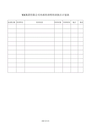 XX集团有限公司内部培训师培训执行计划表（2023年）.docx