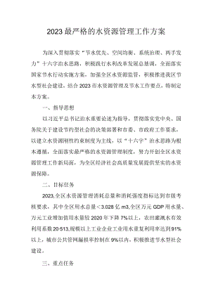 2023最严格的水资源管理工作方案.docx