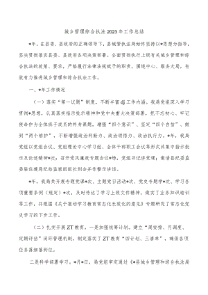 城乡管理综合执法2023年工作总结.docx