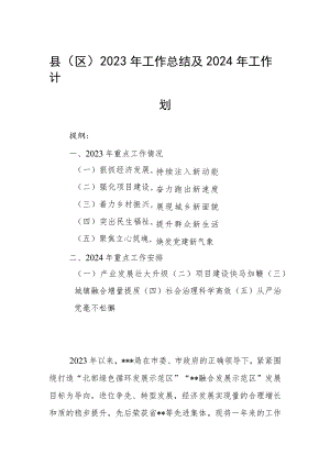 县（区）2023年工作总结及2024年工作计划.docx