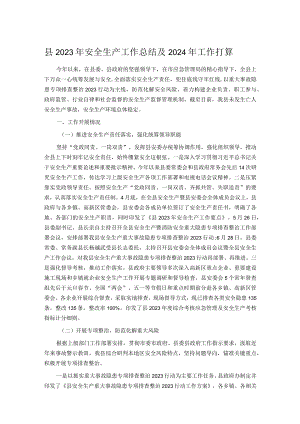 县2023年安全生产工作总结及2024年工作打算.docx