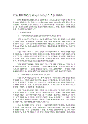 市委巡察整改专题民主生活会个人发言提纲.docx