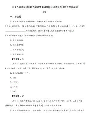 国企入职考试职业能力测验青海省巩固阶段考试题（包含答案及解析）.docx
