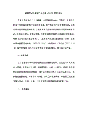 崇明区城市更新行动方案（2023-2025年）.docx