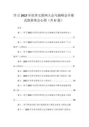 学习2023年世界互联网大会乌镇峰会开幕式致辞体会心得11篇供参考.docx