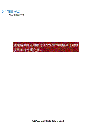 盐酸精氨酸注射液行业企业营销网络渠道建设项目可行性研究报告.docx