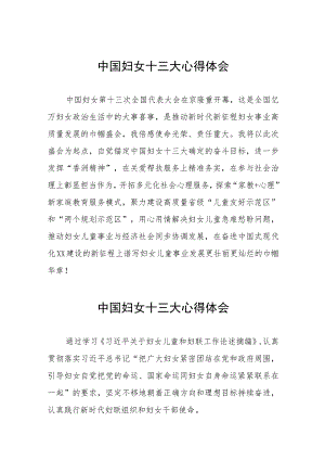 学习中国妇女第十三次全国代表大会精神心得体会(18篇).docx