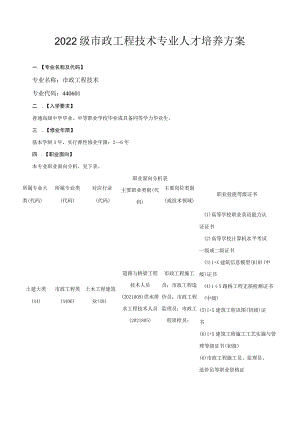 2022级市政工程技术专业人才培养方案（含思政元素）.docx