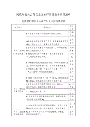 民政局委员会落实全面从严治党主体责任清单.docx