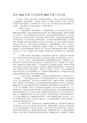 某乡2023年度工作总结和2024年度工作计划.docx