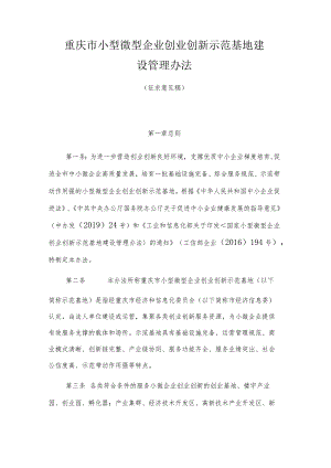 重庆市小型微型企业创业创新示范基地建设管理办法.docx