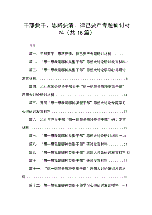 干部要干、思路要清、律己要严专题研讨材料（共16篇）.docx