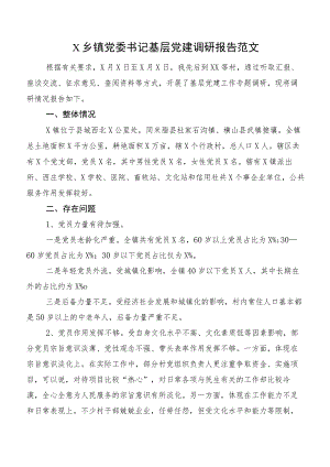 X乡镇党委书记基层党建调研报告范文.docx
