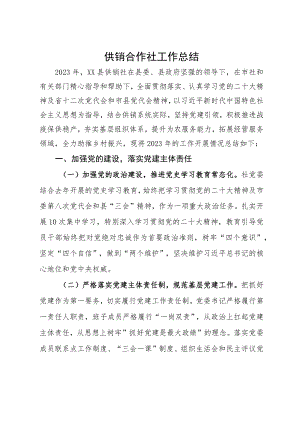 县供销合作社2023年工作总结及2024年工作计划.docx