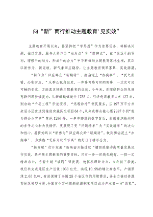 主题教育经验做法：向“新”而行推动主题教育“见实效”.docx