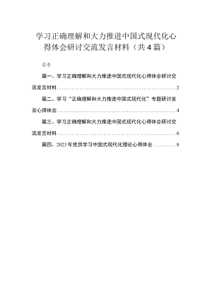 学习正确理解和大力推进中国式现代化心得体会研讨交流发言材料精选(四篇).docx