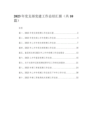 2023年党支部党建工作总结汇报（共10篇）.docx