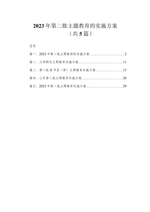 2023年第二批专题教育的实施方案（共5篇）.docx