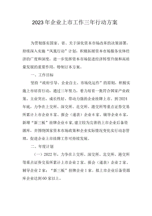 2023年企业上市工作三年行动方案.docx