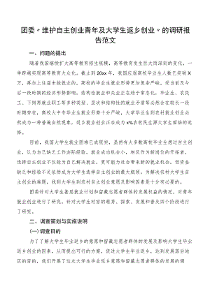 团委“维护自主创业青年及大学生返乡创业”的调研报告范文.docx