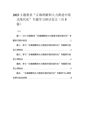 专题“正确理解和大力推进中国式现代化”专题学习研讨发言精选（共五篇）.docx