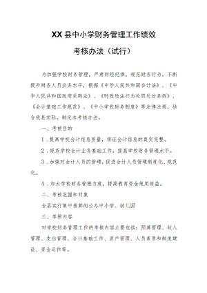 XX县中小学财务管理工作绩效考核办法.docx