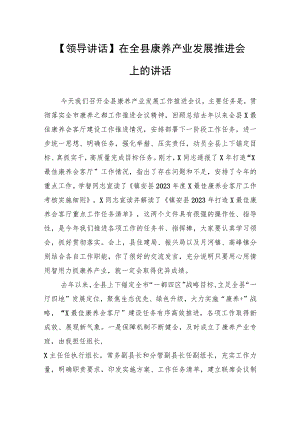 【领导讲话】在全县康养产业发展推进会上的讲话.docx