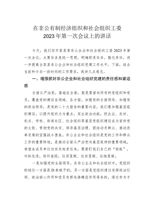 在非公有制经济组织和社会组织工委2023年第一次会议上的讲话.docx
