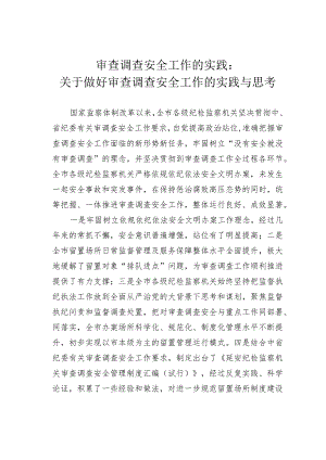 审查调查安全工作的实践：关于做好审查调查安全工作的实践与思考.docx