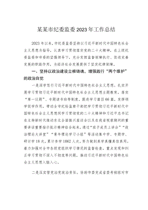 某某市纪委监委2023年工作总结.docx